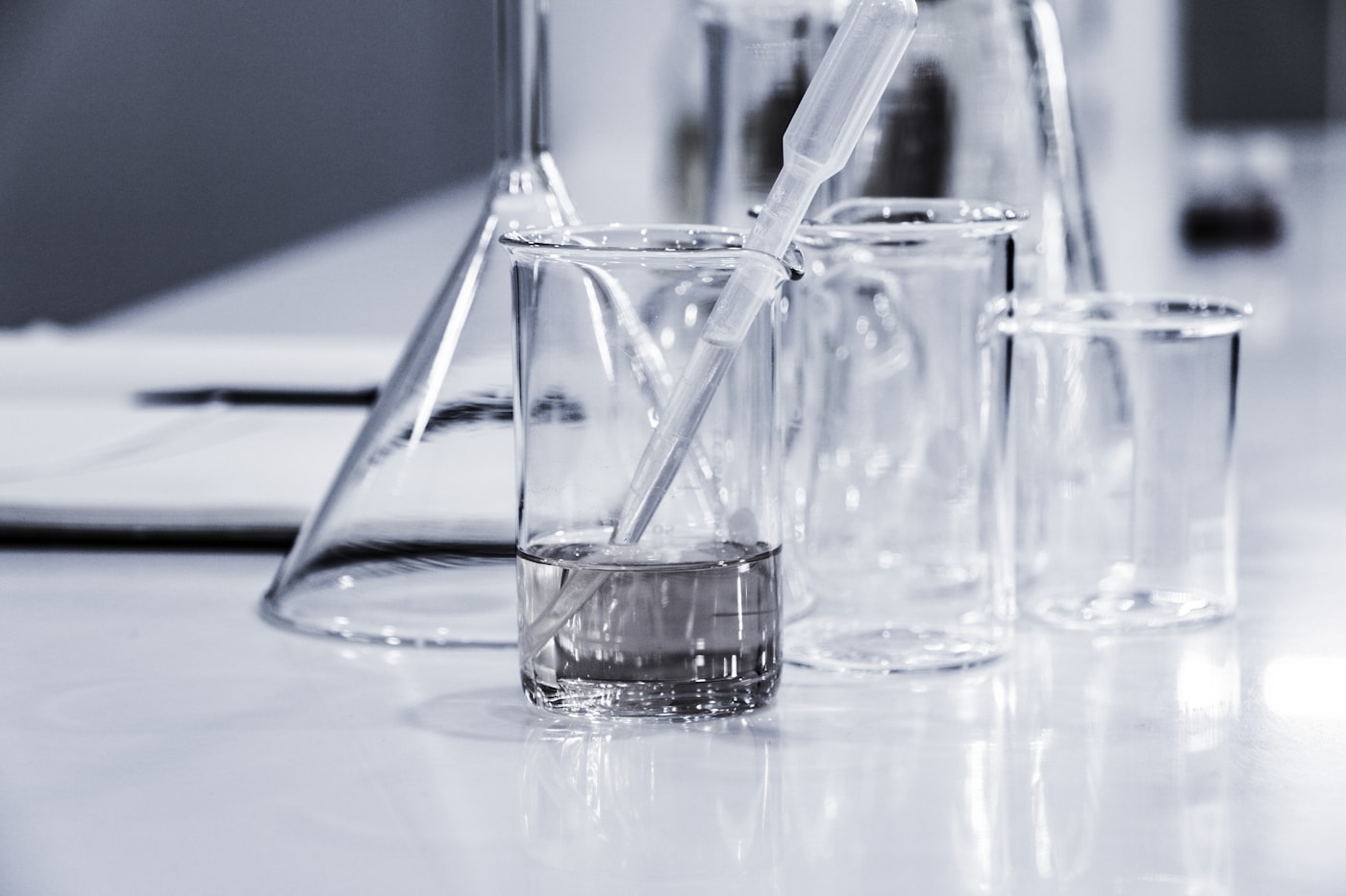 Laboratory glassware representing diesel density testing